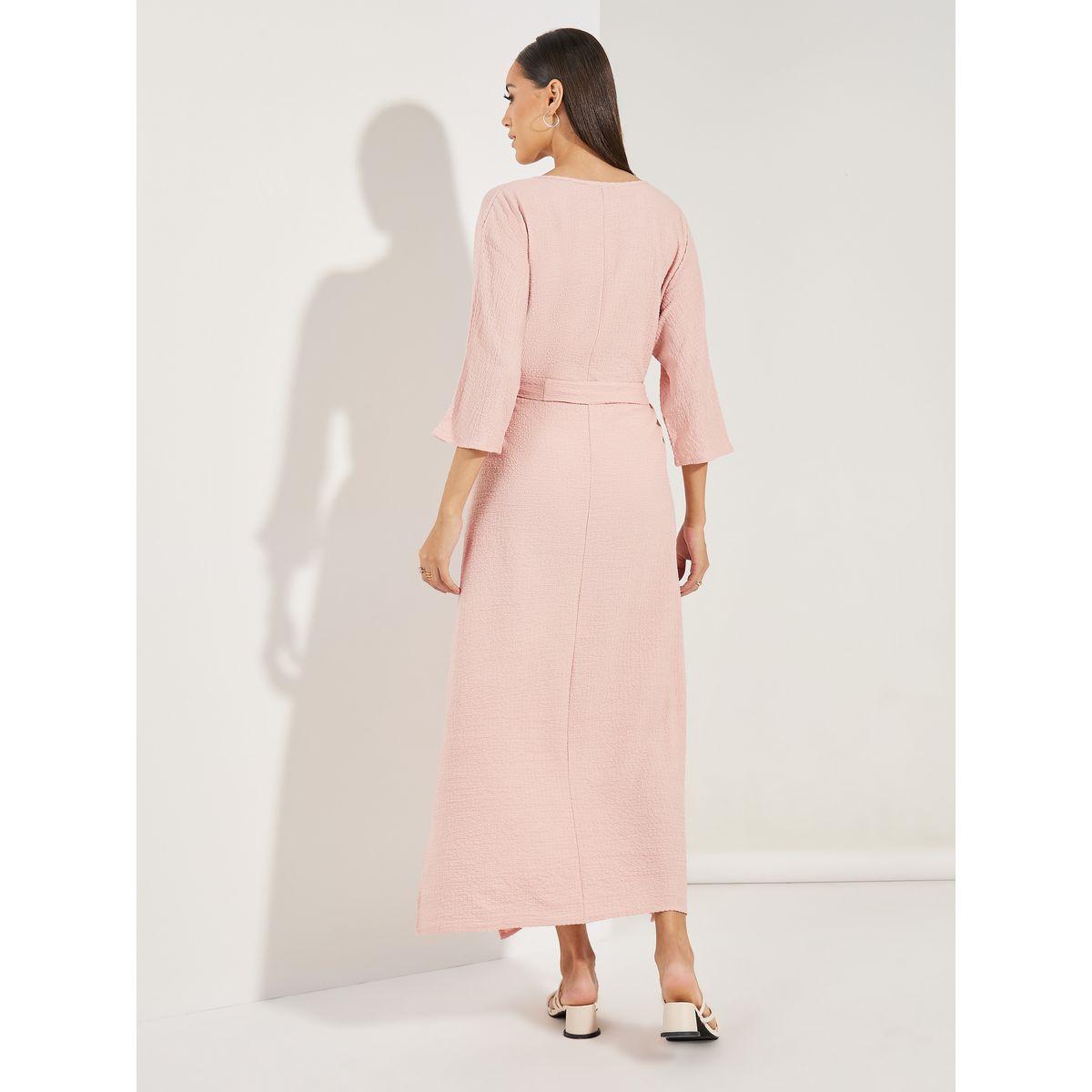 Styli Textured Jalabiya with Side Slit-women-arabicclothing-jalabiyas-image-4