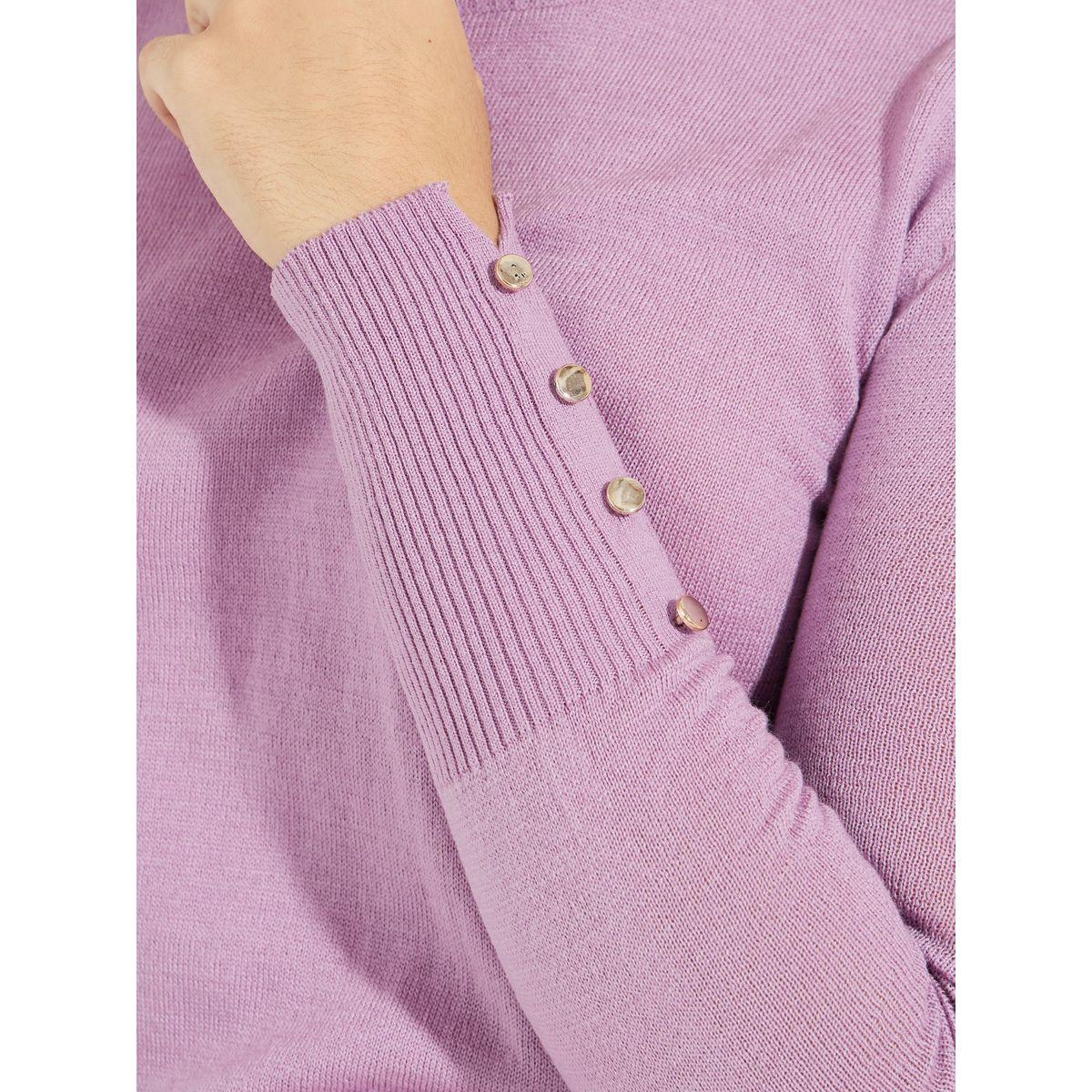 Styli Slim Fit Round Neck Sweater with Button Cuff Detail-women-clothing-cardigansandjumpers-jumpers-image-3