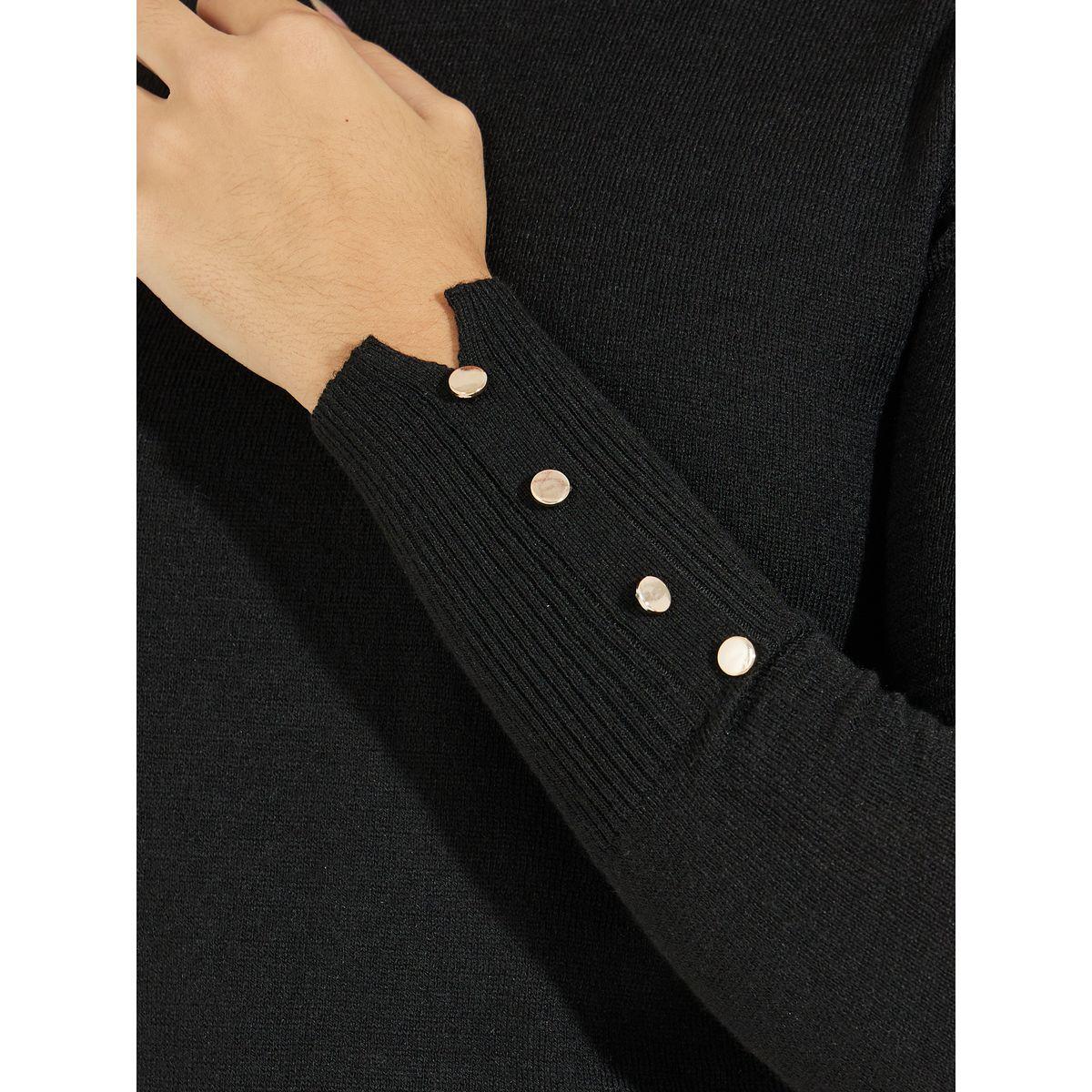 Styli Slim Fit Turtle Neck Sweater with Button Cuff Detail-women-winterwear-cardigansandjumpers-jumpers-image-4