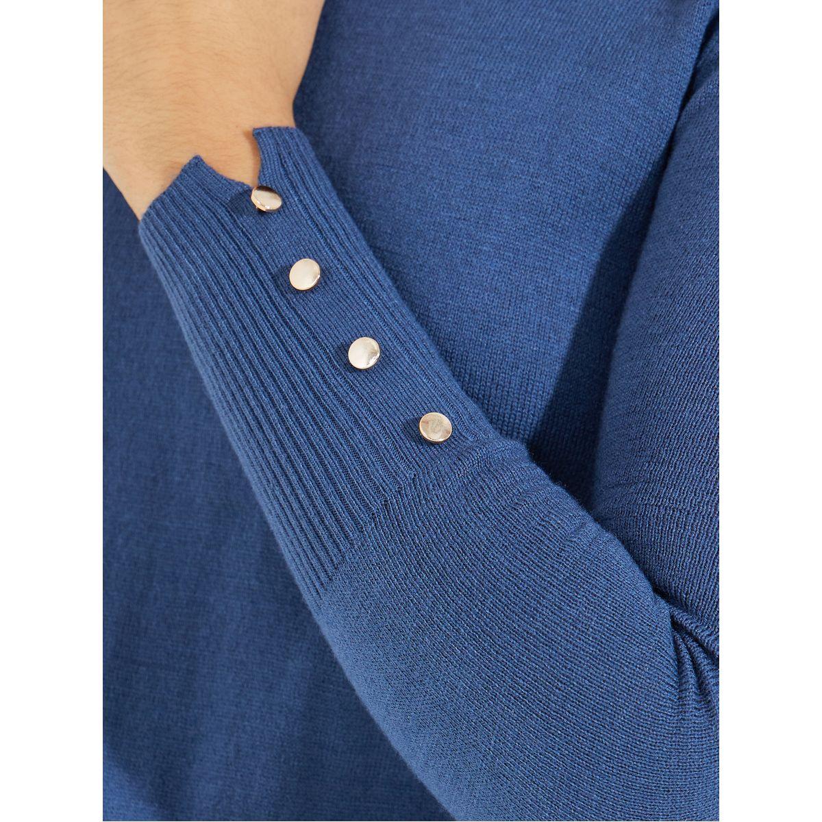سويتر بقصة سليم فت وياقة دائرية مع اكمام وازرار-women-clothing-cardigansandjumpers-jumpers-image-3