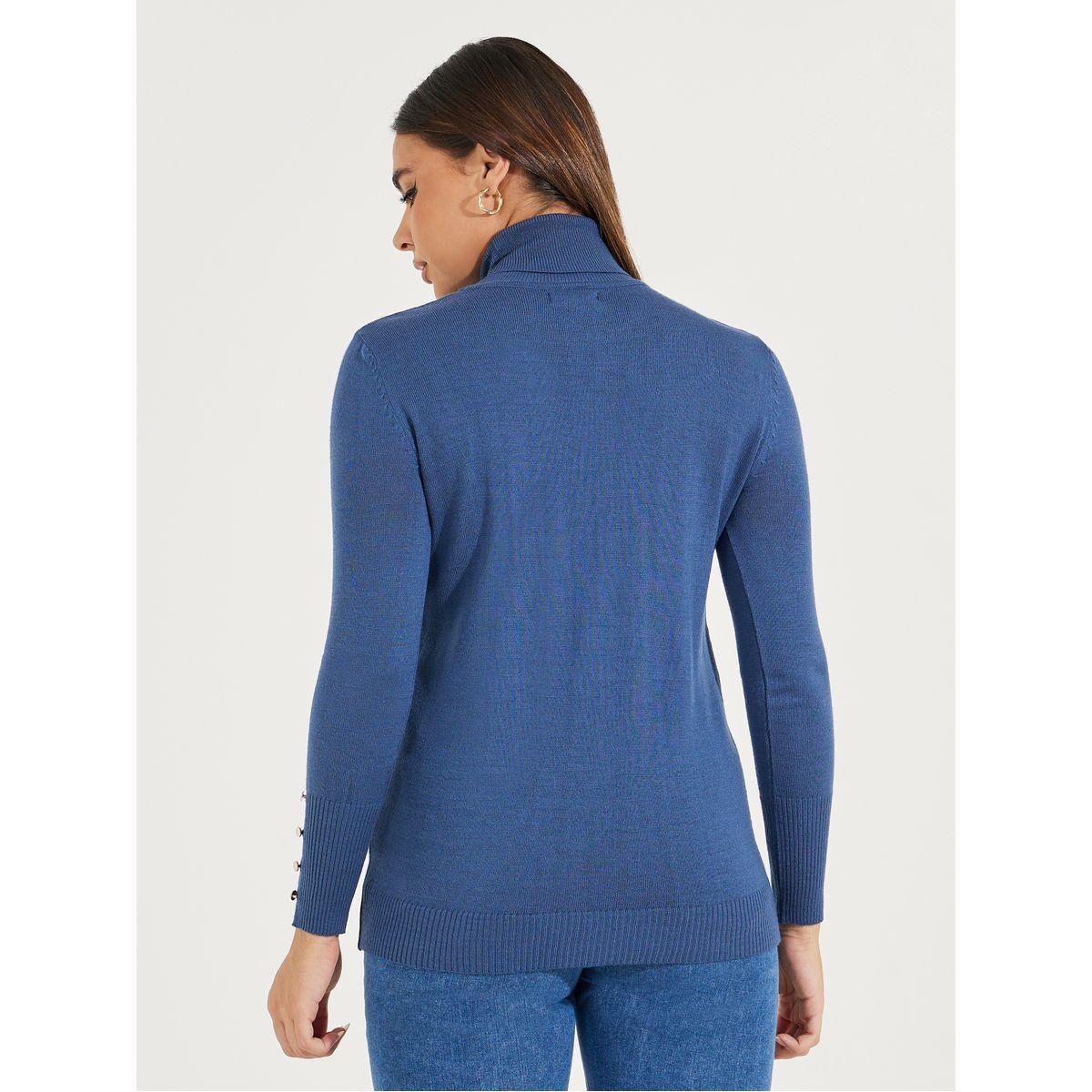 Styli Slim Fit Turtle Neck Sweater with Button Cuff Detail-women-clothing-cardigansandjumpers-jumpers-image-4