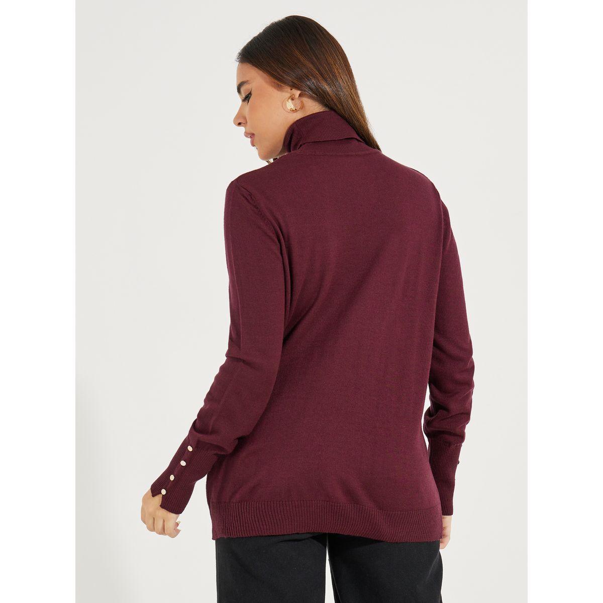 Styli Slim Fit Turtle Neck Sweater with Button Cuff Detail-women-clothing-cardigansandjumpers-jumpers-image-5