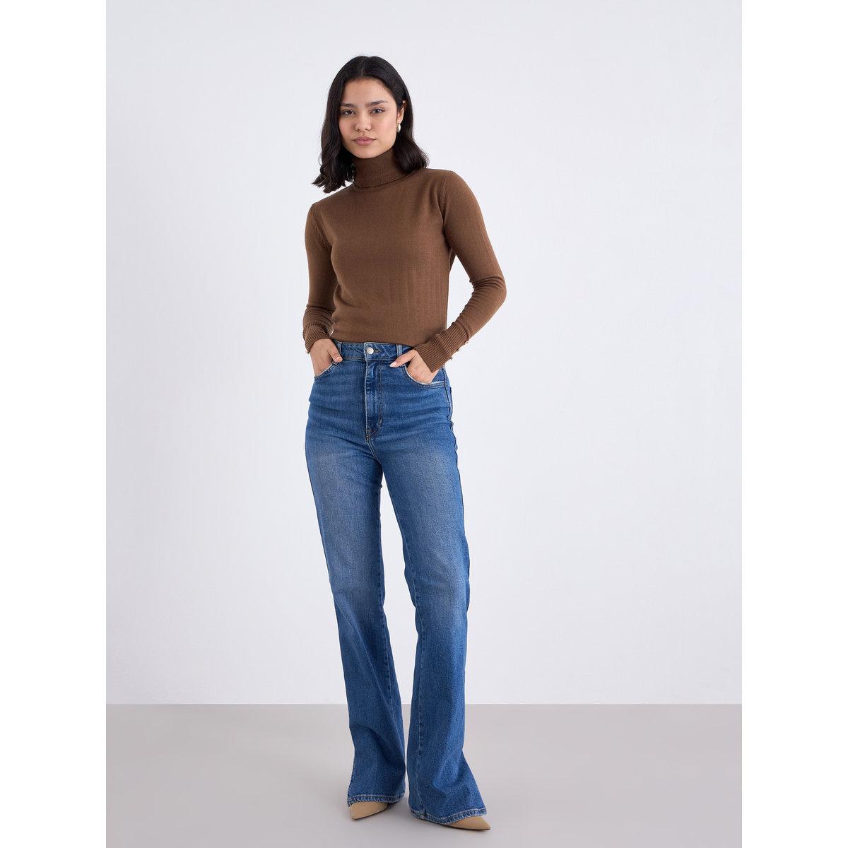 Styli Slim Fit Turtle Neck Sweater with Button Cuff Detail-women-winterwear-cardigansandjumpers-jumpers-image-2
