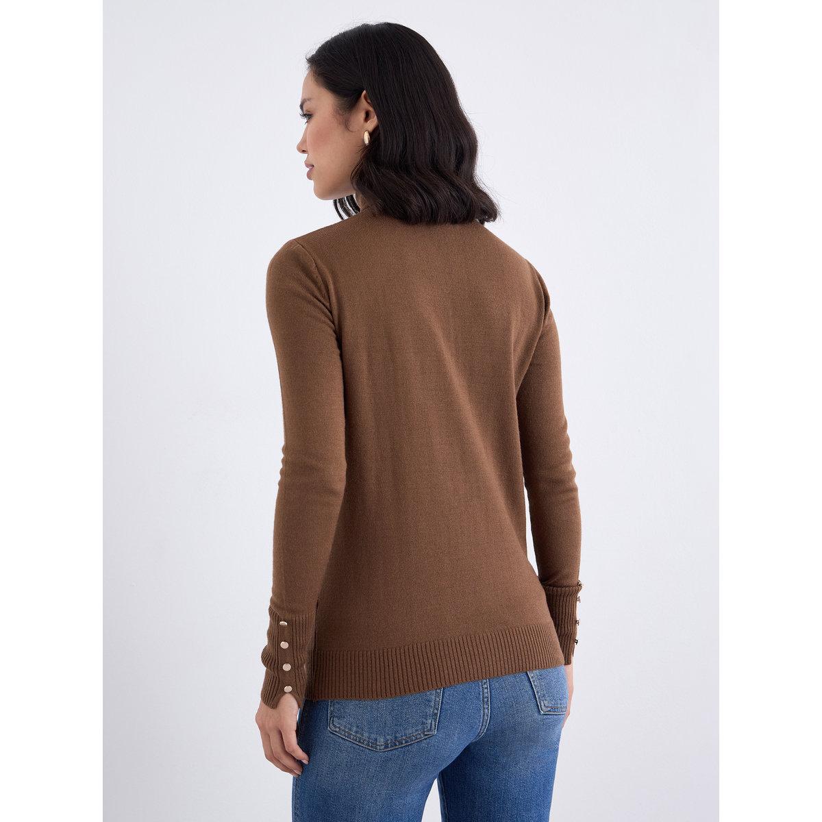 Styli Slim Fit Turtle Neck Sweater with Button Cuff Detail-women-winterwear-cardigansandjumpers-jumpers-image-5