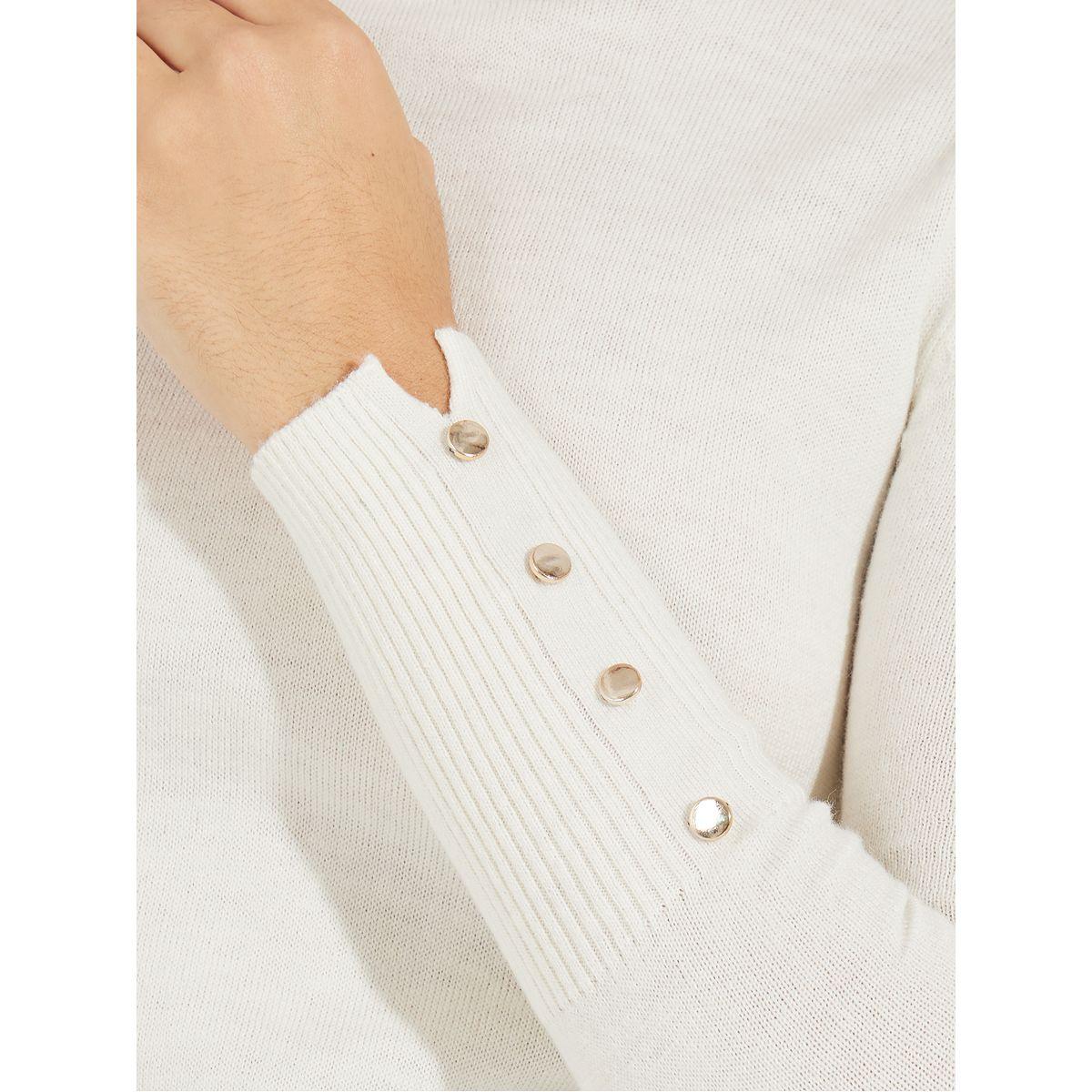 سويتر بقصة سليم فت وياقة دائرية مع اكمام وازرار-women-clothing-cardigansandjumpers-jumpers-image-3