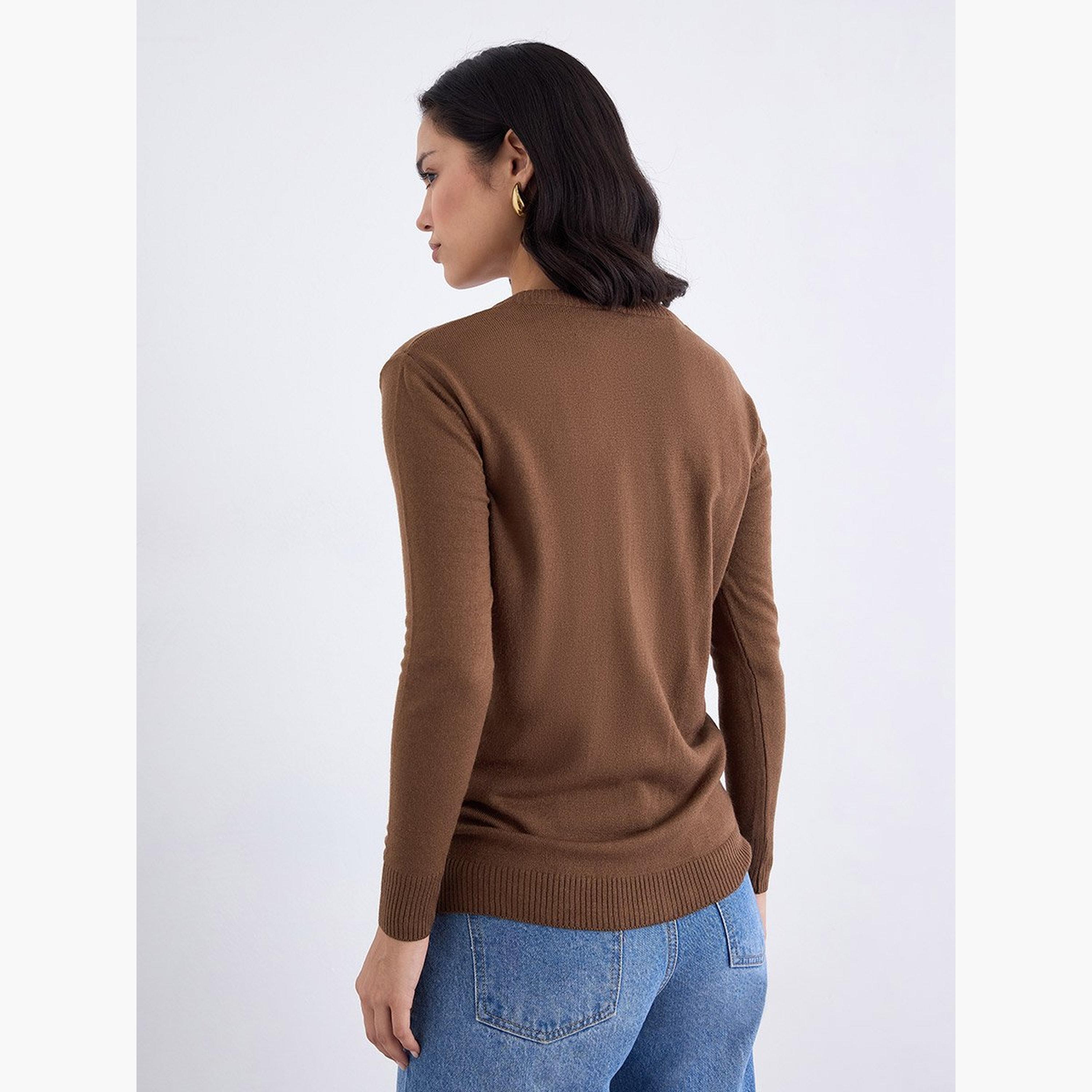 Styli Regular Fit Button Placket Knit Cardigan-women-winterwear-cardigansandjumpers-cardigans-image-5