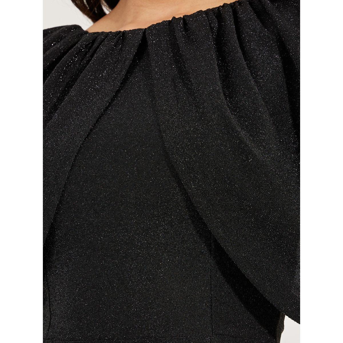 Styli Limited Glitter Look Draped Sleeves Sheath Midi Dress-women-clothing-dresses-image-4