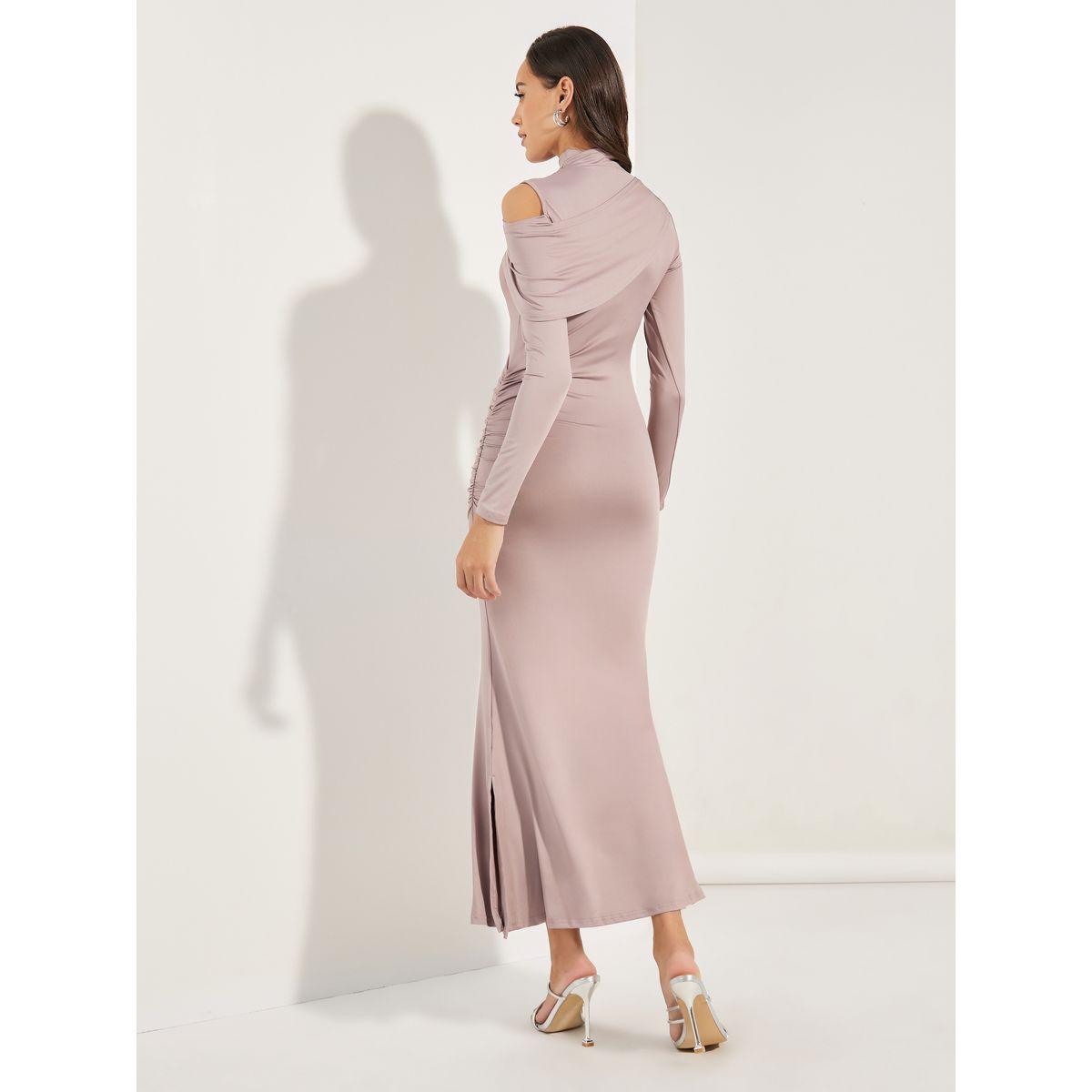 Styli Elevate Draped High Neck Maxi Dress with Cut-Out Detail-women-clothing-dresses-image-4