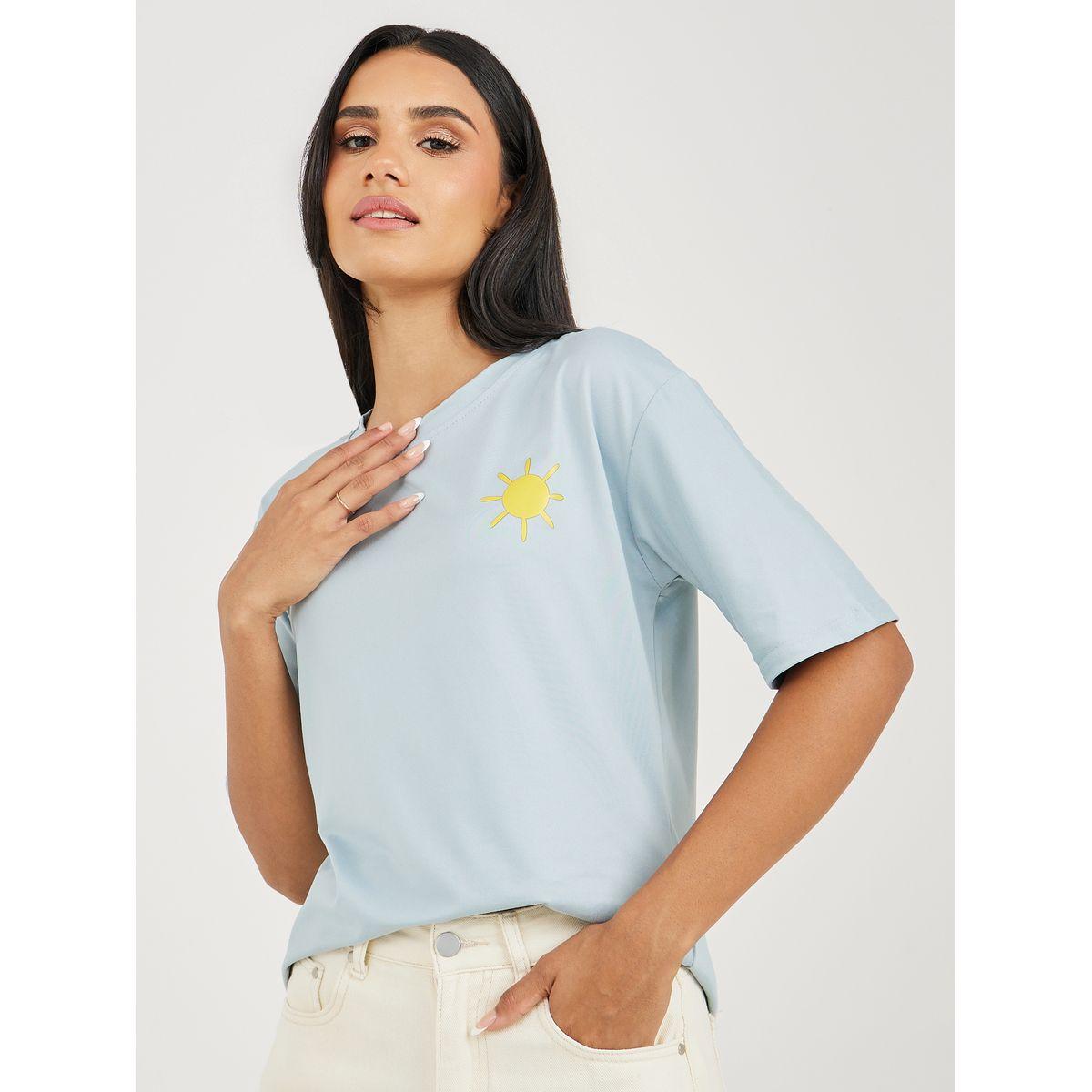 تيشيرت بطبعة ناعمة مع اكمام قصيرة-women-clothing-tshirts-image-1