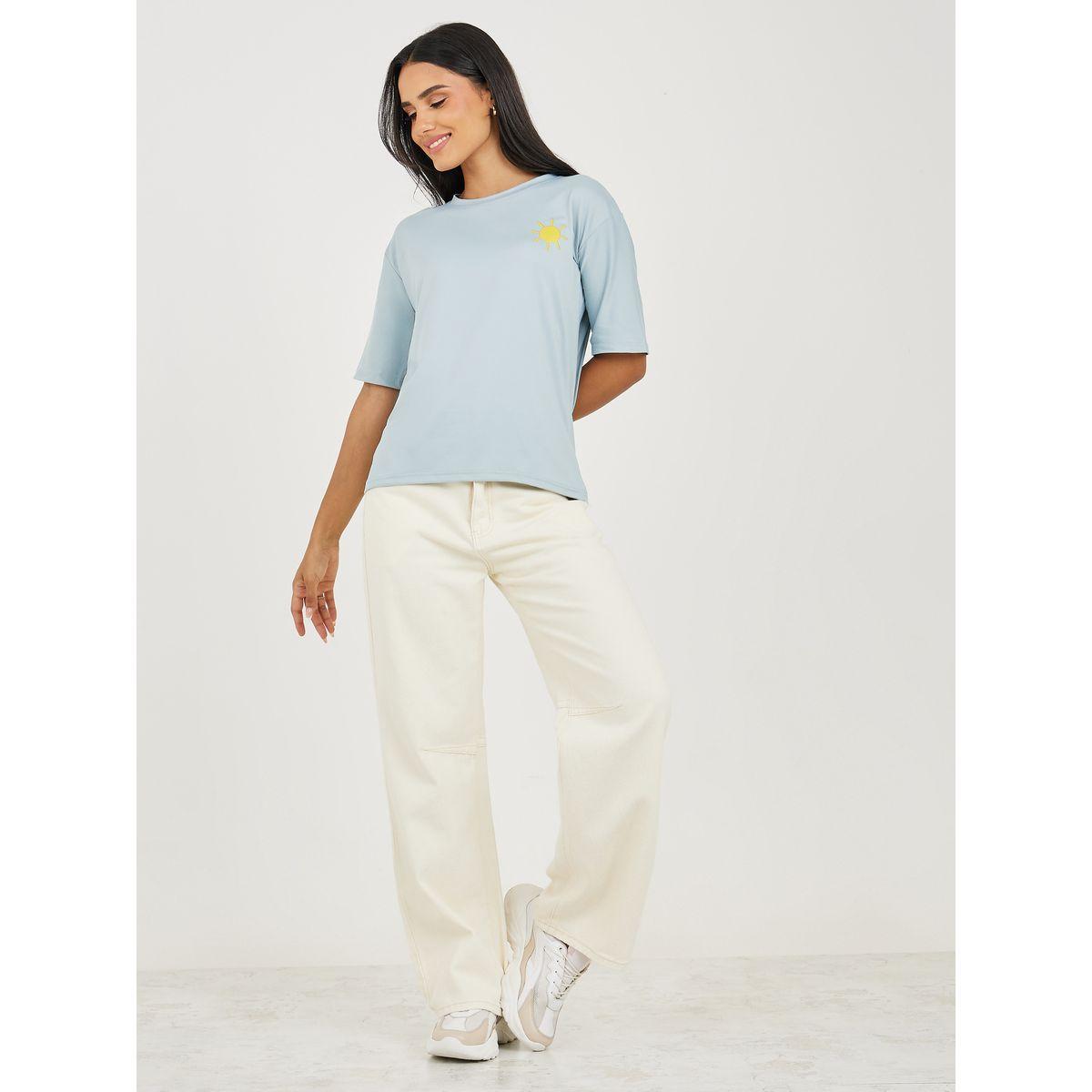 تيشيرت بطبعة ناعمة مع اكمام قصيرة-women-clothing-tshirts-image-2