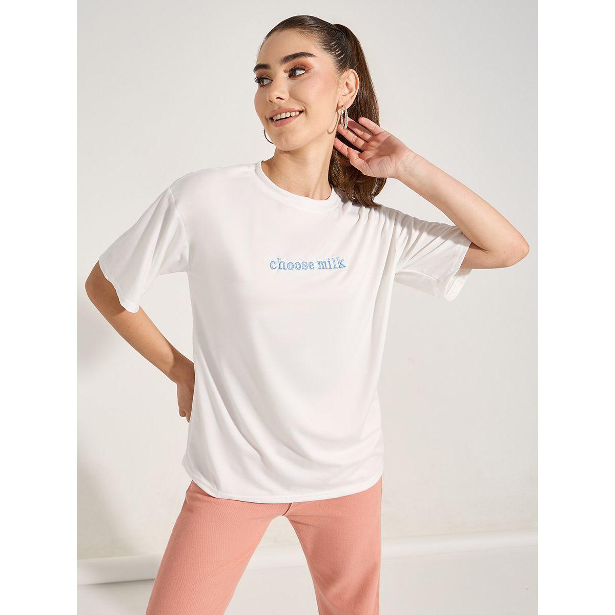تيشيرت فضفاض مُطرّز بكتابة-women-clothing-tshirts-image-3