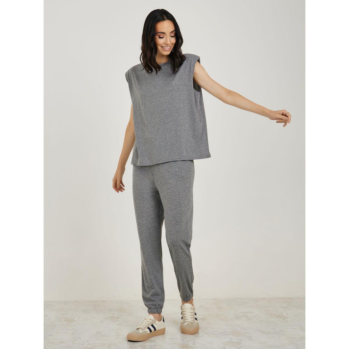 Styli Solid Sleeveless T-Shirt & Jogger Co-Ords-women-clothing-coordsets-image-2