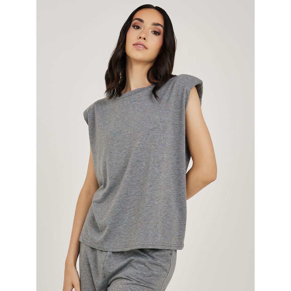 Styli Solid Sleeveless T-Shirt & Jogger Co-Ords-women-clothing-coordsets-image-3