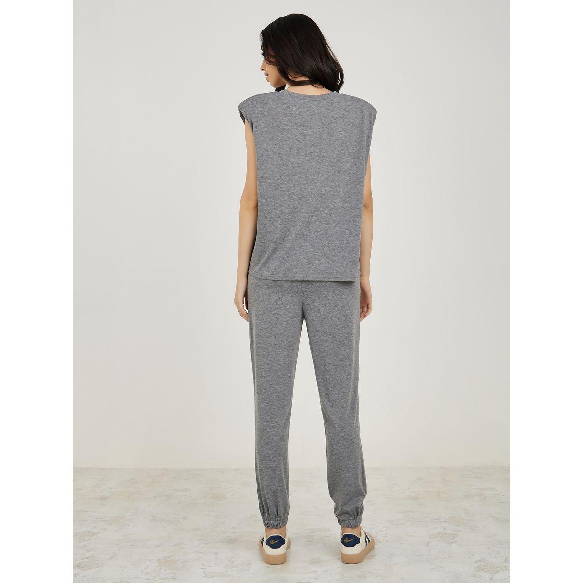Styli Solid Sleeveless T-Shirt & Jogger Co-Ords-women-clothing-coordsets-image-6