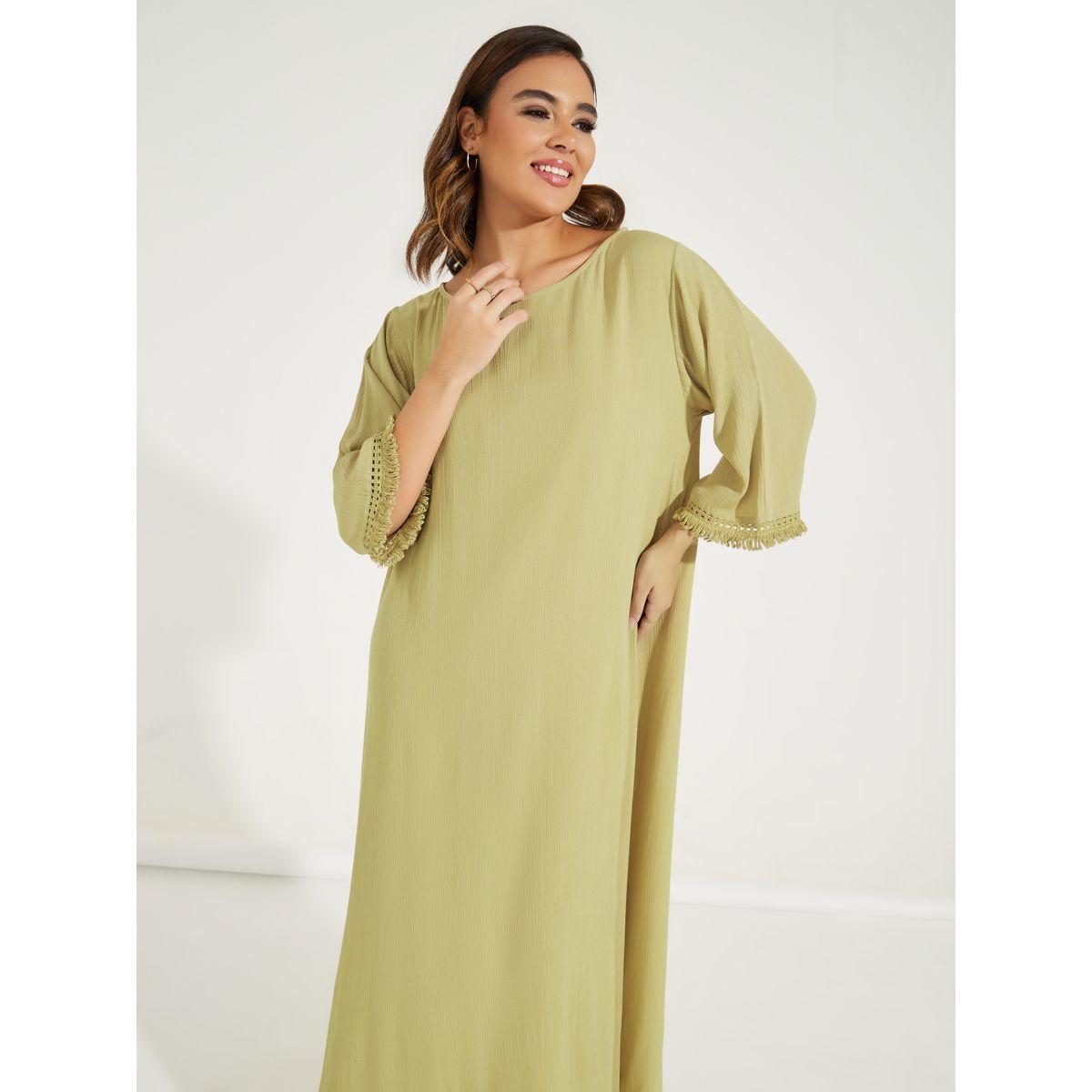 Styli Tassel Trim Textured Jalabiya-women-arabicclothing-jalabiyas-image-2