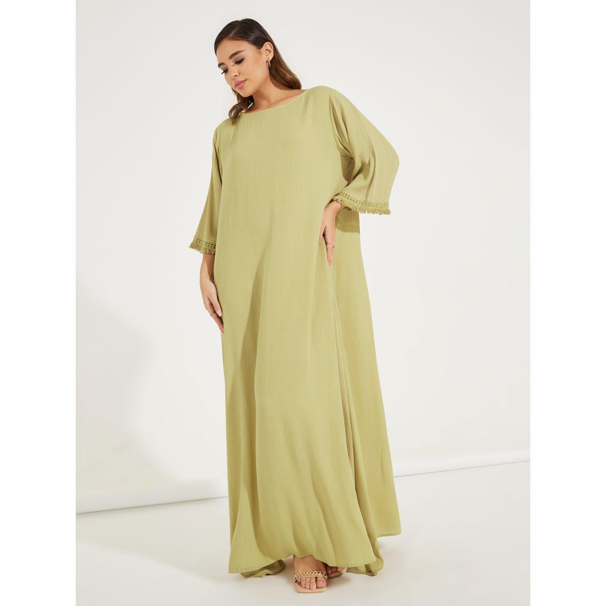 Styli Tassel Trim Textured Jalabiya-women-arabicclothing-jalabiyas-image-4
