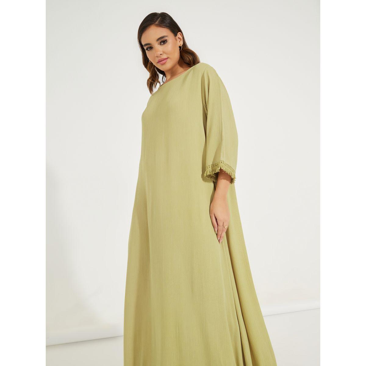 Styli Tassel Trim Textured Jalabiya-women-arabicclothing-jalabiyas-image-5