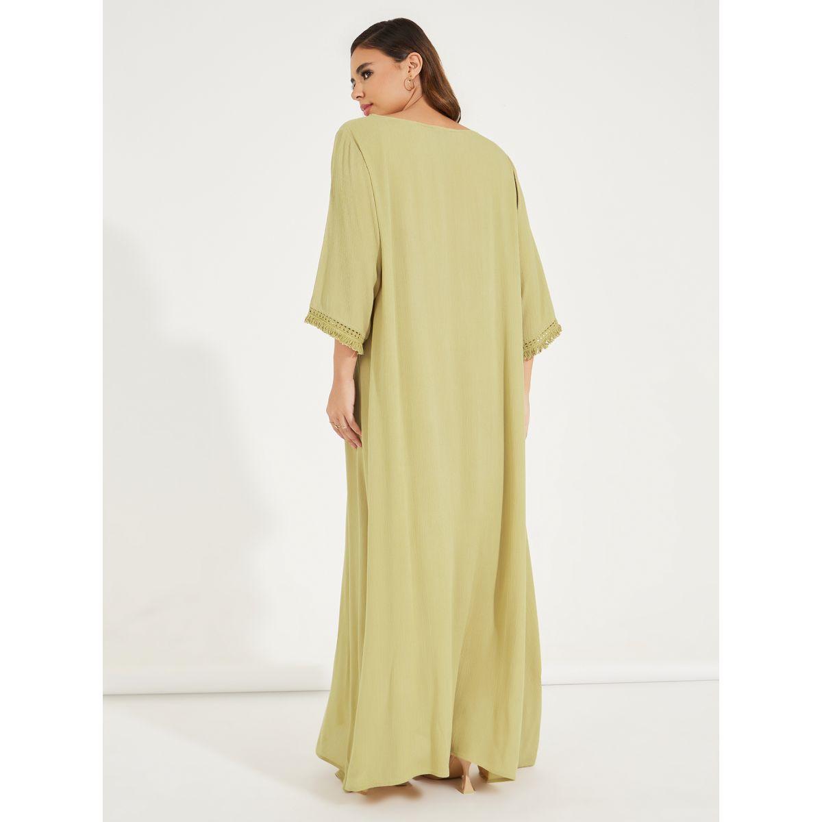 Styli Tassel Trim Textured Jalabiya-women-arabicclothing-jalabiyas-image-6