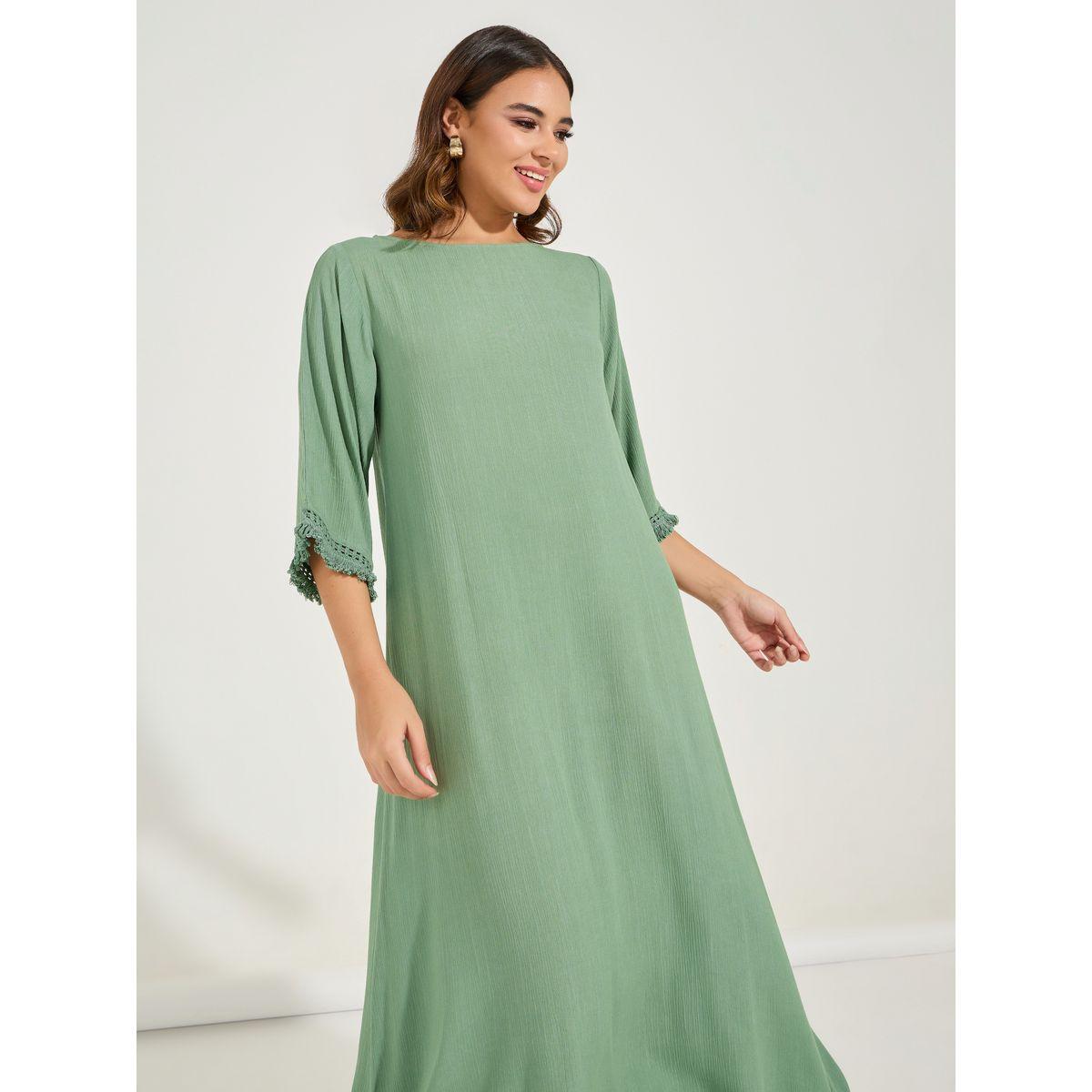 Styli Tassel Trim Textured Jalabiya-women-arabicclothing-jalabiyas-image-2