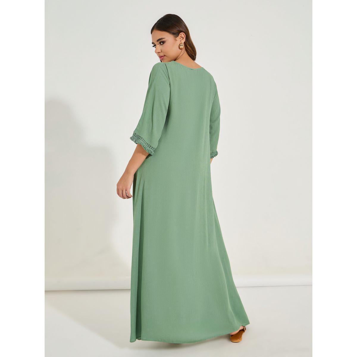 Styli Tassel Trim Textured Jalabiya-women-arabicclothing-jalabiyas-image-4