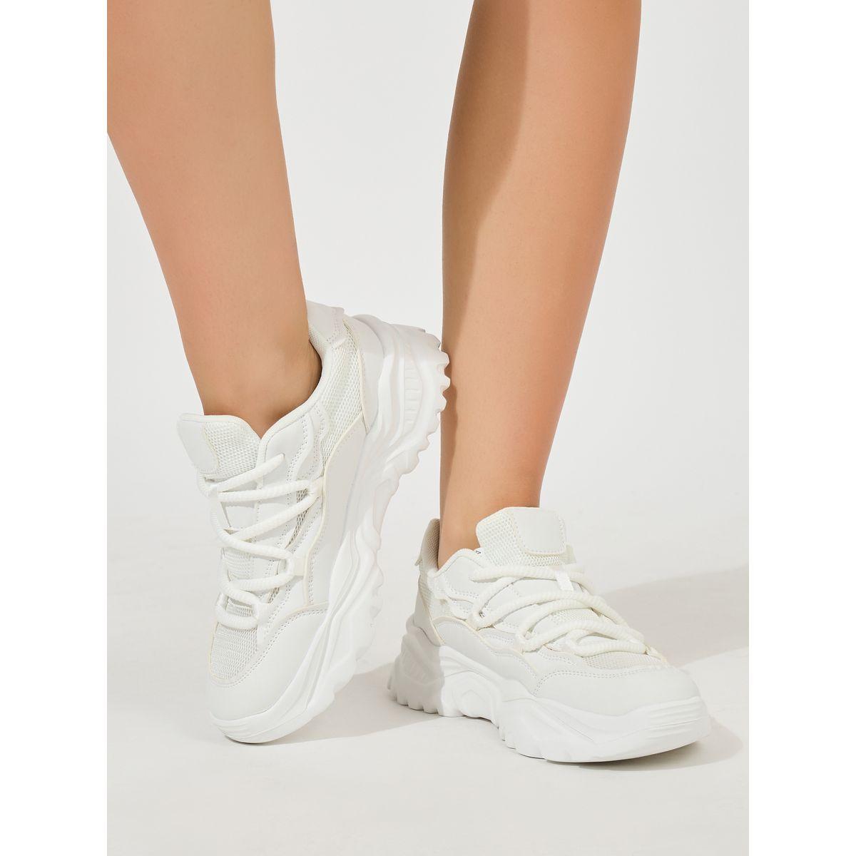 Styli Textured Lace Up Chunky Sneakers-women-shoes-sneakers-image-1