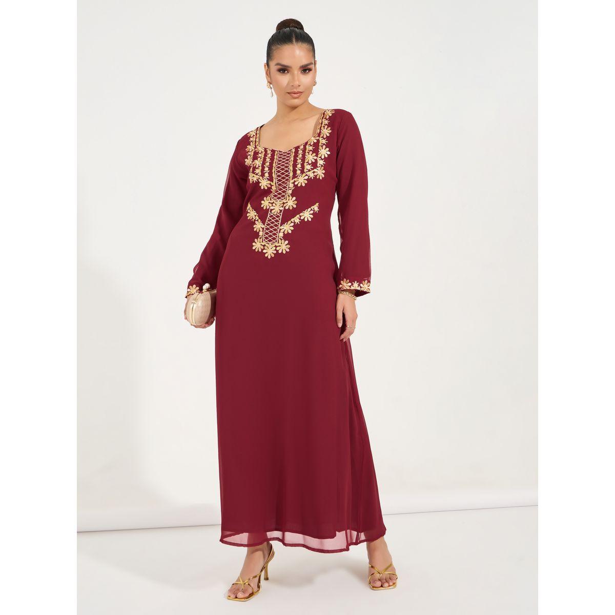 Styli Embroidered Sweetheart Neck Jalabiya-women-arabicclothing-jalabiyas-image-1