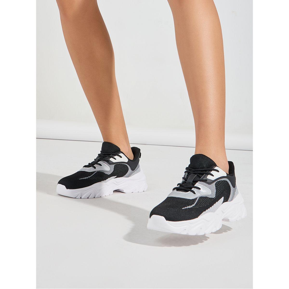 Styli Textured Knit Chunky Sneakers-women-shoes-sneakers-image-1