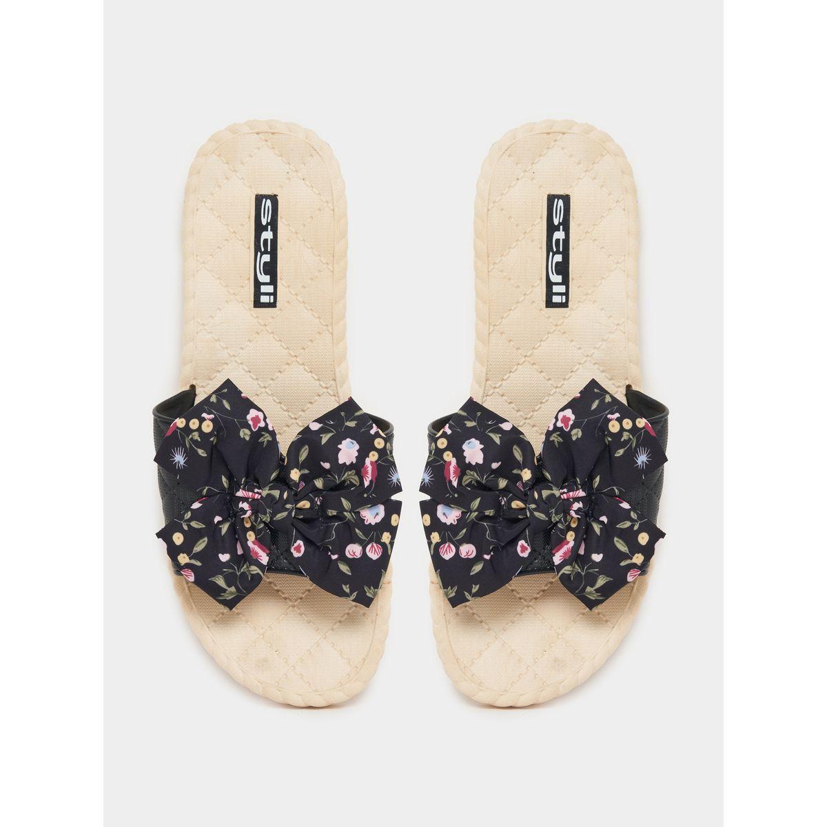 Styli Floral Bow Design Flat Slippers-women-shoes-flipflopsandslides-image-6