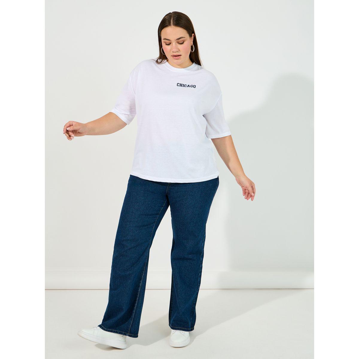 تيشيرت فضفاض بمقاس كبير وأكتاف منخفضة-women-clothing-tshirts-image-2