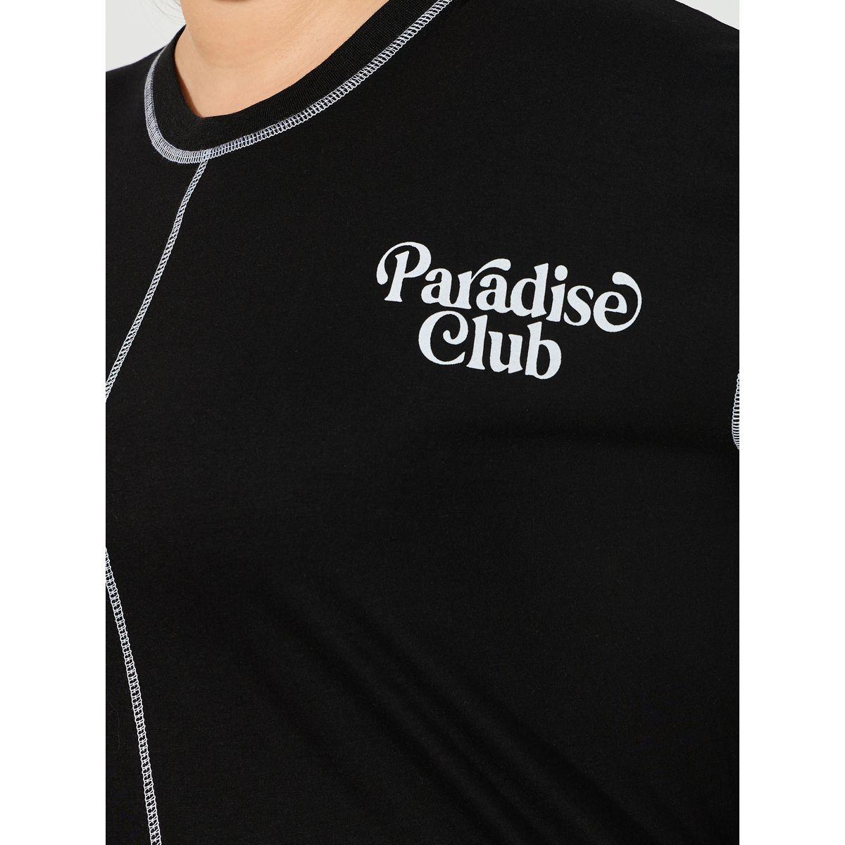 تيشيرت فضفاض بمقاس كبير وطبعة كتابة-women-clothing-tshirts-image-3