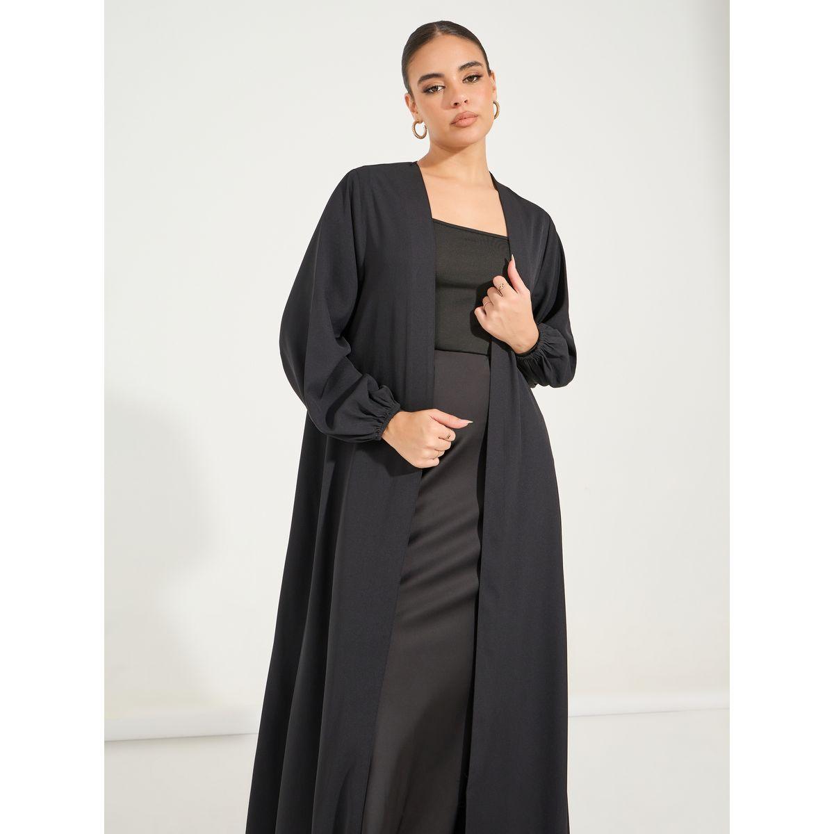 عباية سادة باكمام طويلة بنمط مكبل-women-arabicclothing-abayas-image-2