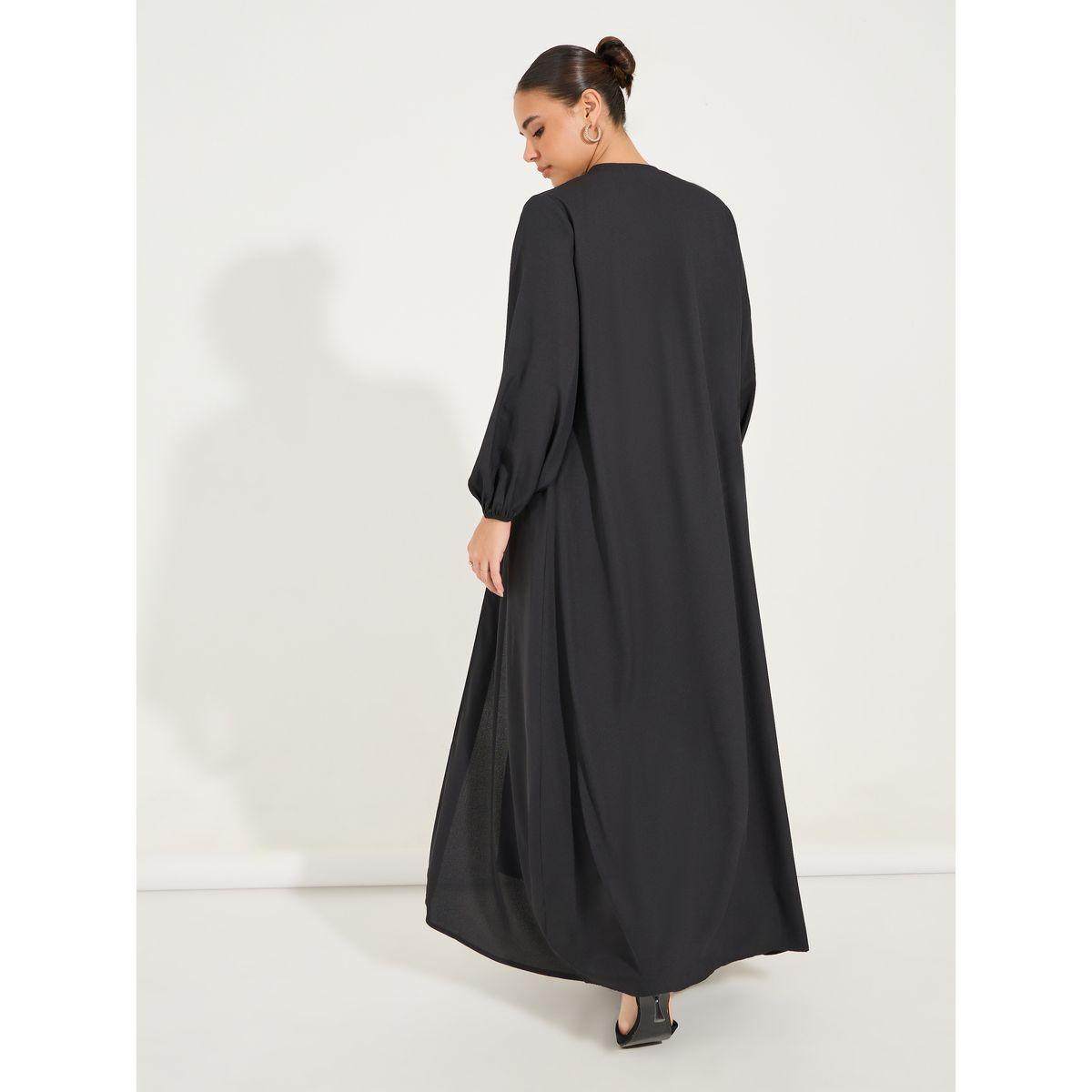 Styli Solid Cuffed Long Sleeve Abaya-women-arabicclothing-abayas-image-7