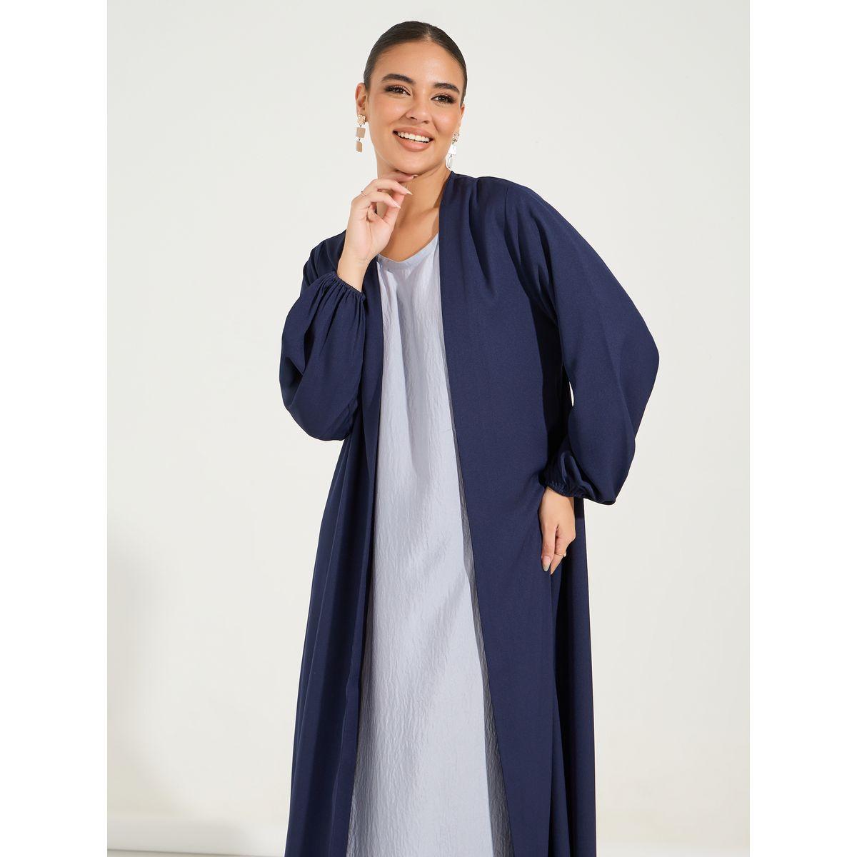 Styli Solid Cuffed Long Sleeve Abaya-women-arabicclothing-abayas-image-2