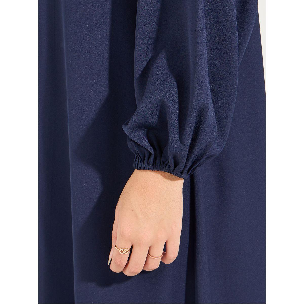 Styli Solid Cuffed Long Sleeve Abaya-women-arabicclothing-abayas-image-3