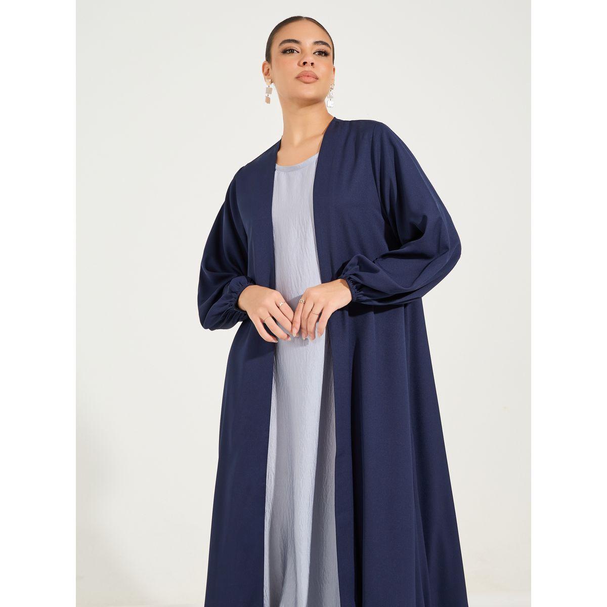 Styli Solid Cuffed Long Sleeve Abaya-women-arabicclothing-abayas-image-5