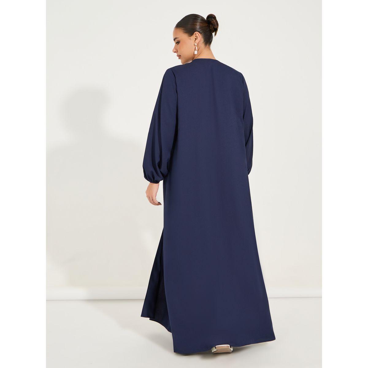 Styli Solid Cuffed Long Sleeve Abaya-women-arabicclothing-abayas-image-6