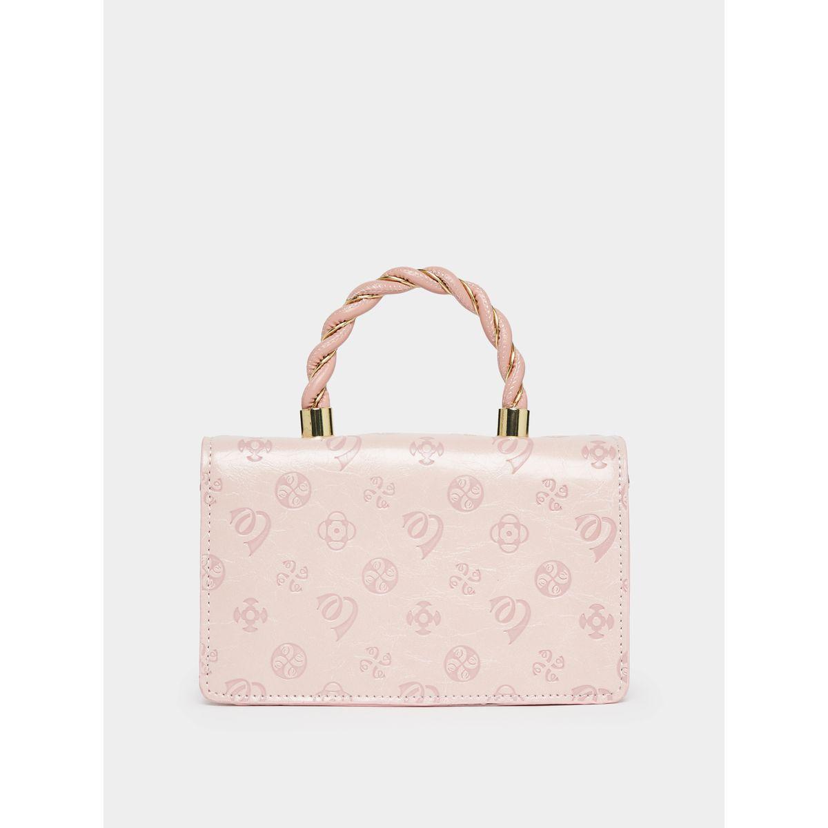 Styli Debossed Pattern Satchel Bag with Ribbon Detail-women-bagsandwallets-handbags-image-2