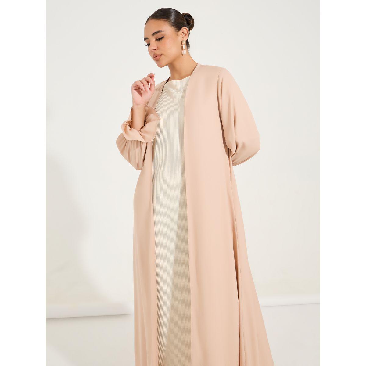 Styli Solid Frill Sleeves Abaya-women-arabicclothing-abayas-image-2