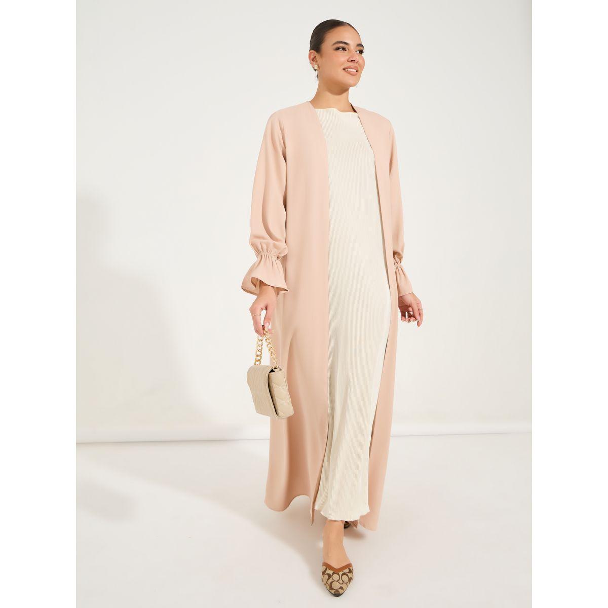 Styli Solid Frill Sleeves Abaya-women-arabicclothing-abayas-image-4