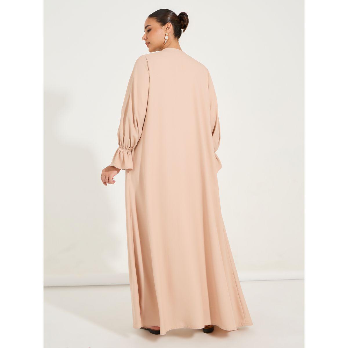 Styli Solid Frill Sleeves Abaya-women-arabicclothing-abayas-image-6