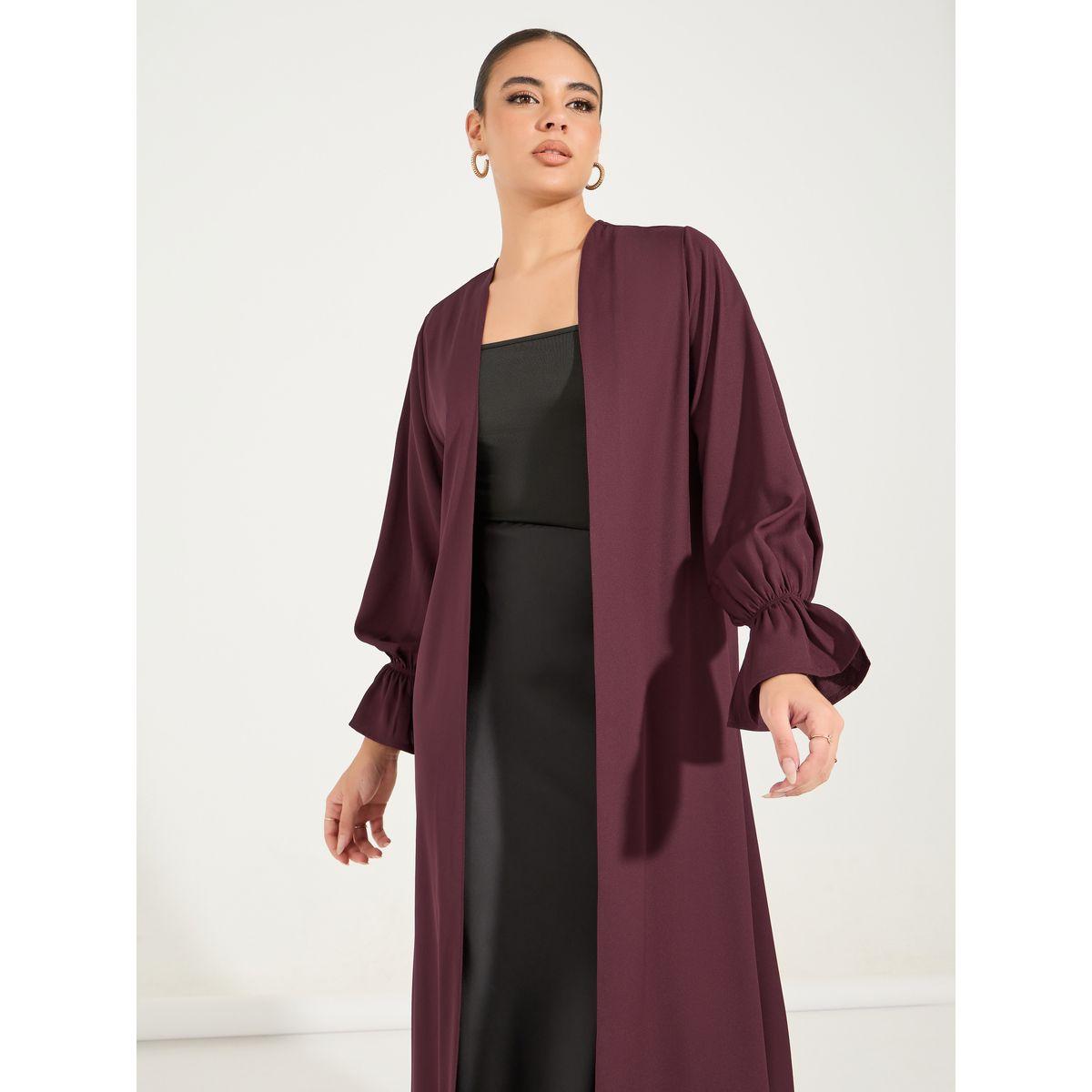 Styli Solid Frill Sleeves Abaya-women-arabicclothing-abayas-image-5