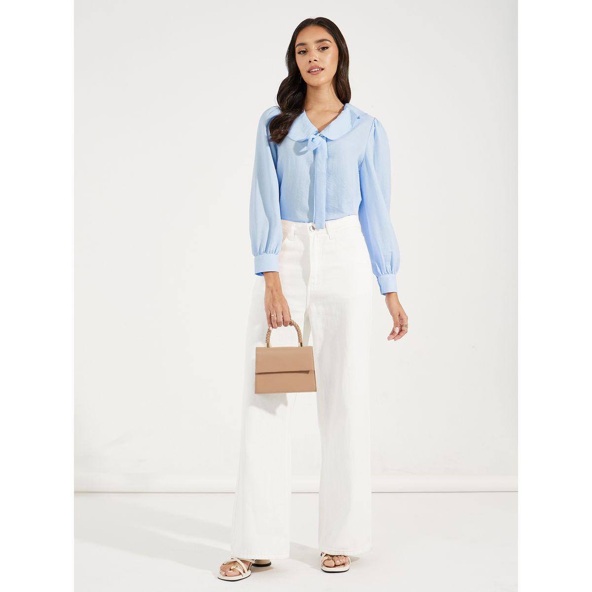 Styli Peter Pan Collar Blouse with Tie-Up-women-clothing-shirtsandblouses-blouses-image-3