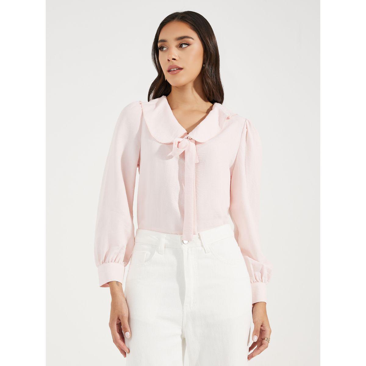 Styli Peter Pan Collar Blouse with Tie-Up-women-clothing-shirtsandblouses-blouses-image-1