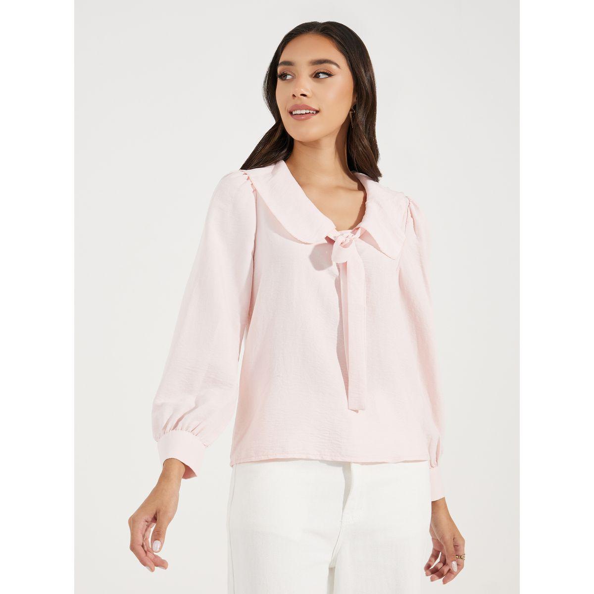 Styli Peter Pan Collar Blouse with Tie-Up-women-clothing-shirtsandblouses-blouses-image-2
