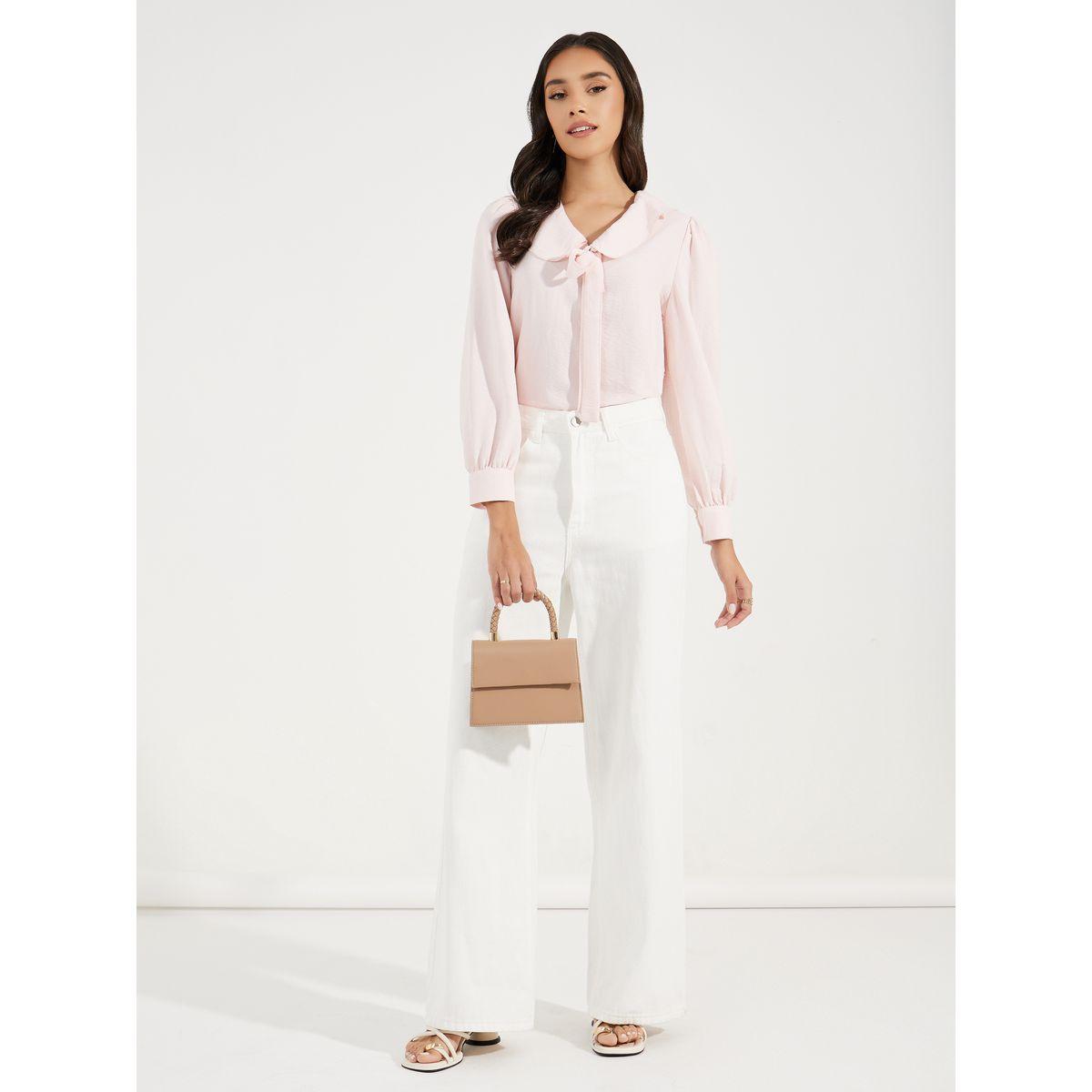 Styli Peter Pan Collar Blouse with Tie-Up-women-clothing-shirtsandblouses-blouses-image-3