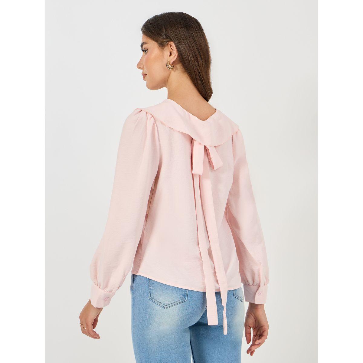 Styli Peter Pan Collar Blouse with Tie-Up-women-clothing-shirtsandblouses-blouses-image-6