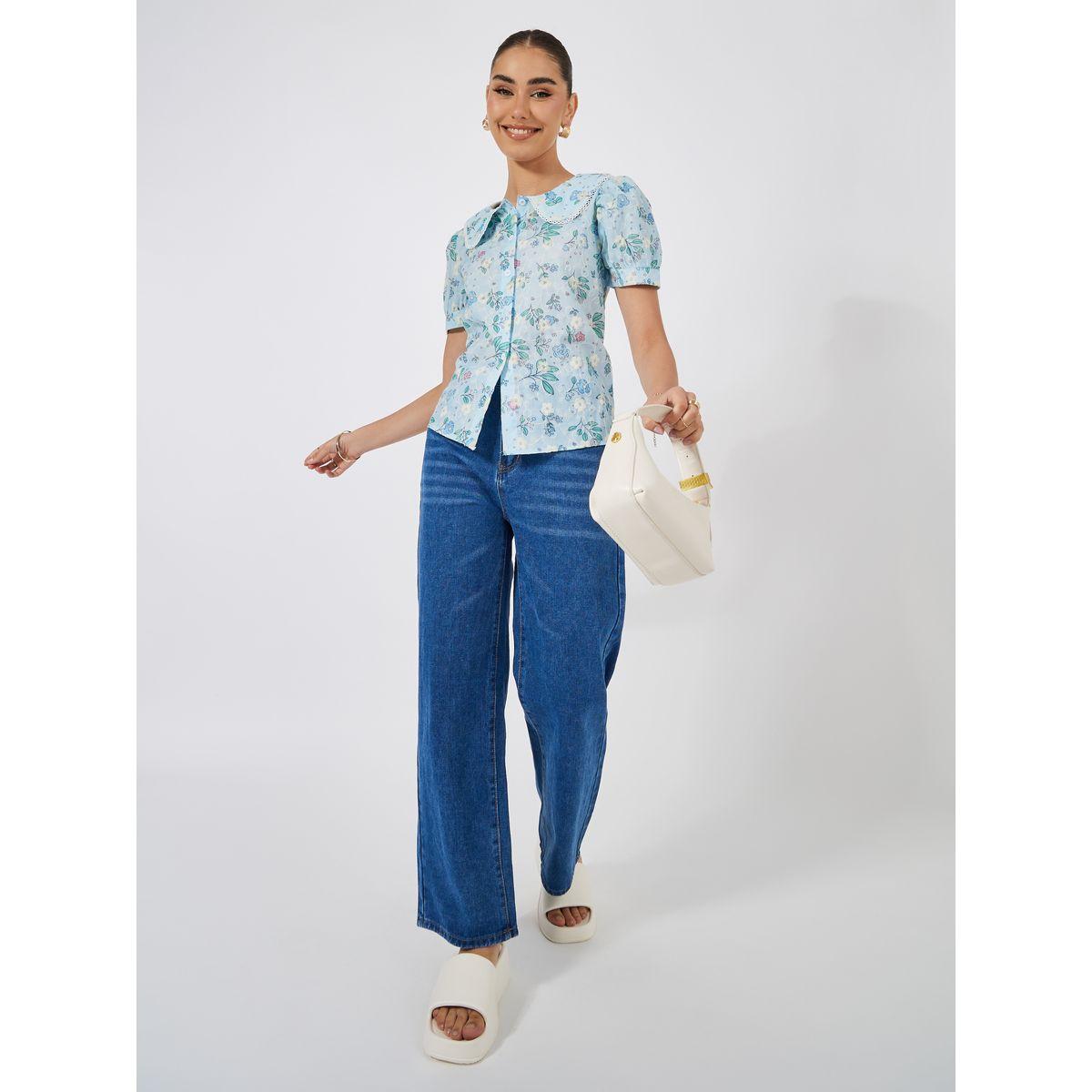 بلوزة مطبعة بزهور مع ياقة بيتر بان-women-clothing-shirtsandblouses-blouses-image-2