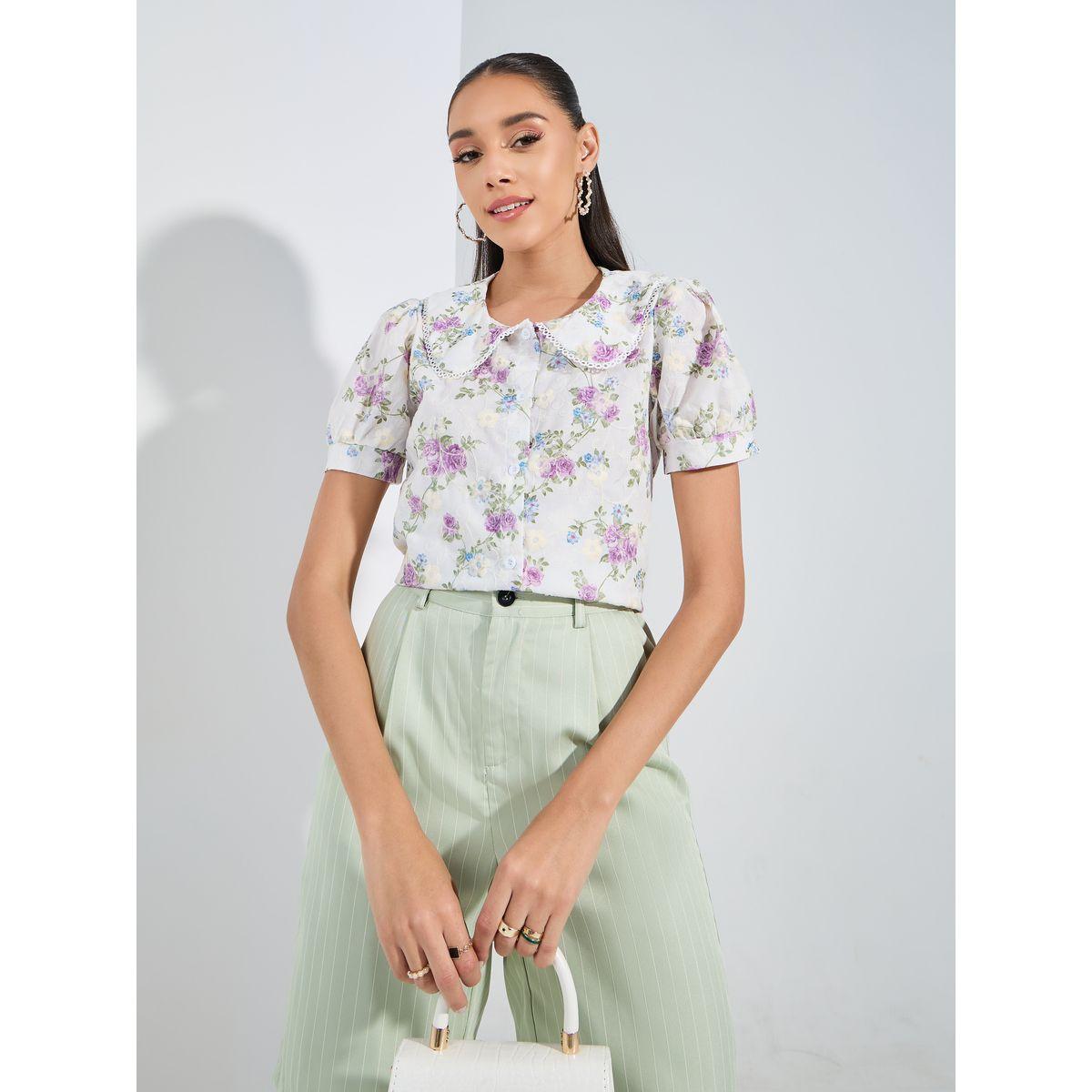 بلوزة مطبعة بزهور مع ياقة بيتر بان-women-clothing-shirtsandblouses-blouses-image-1