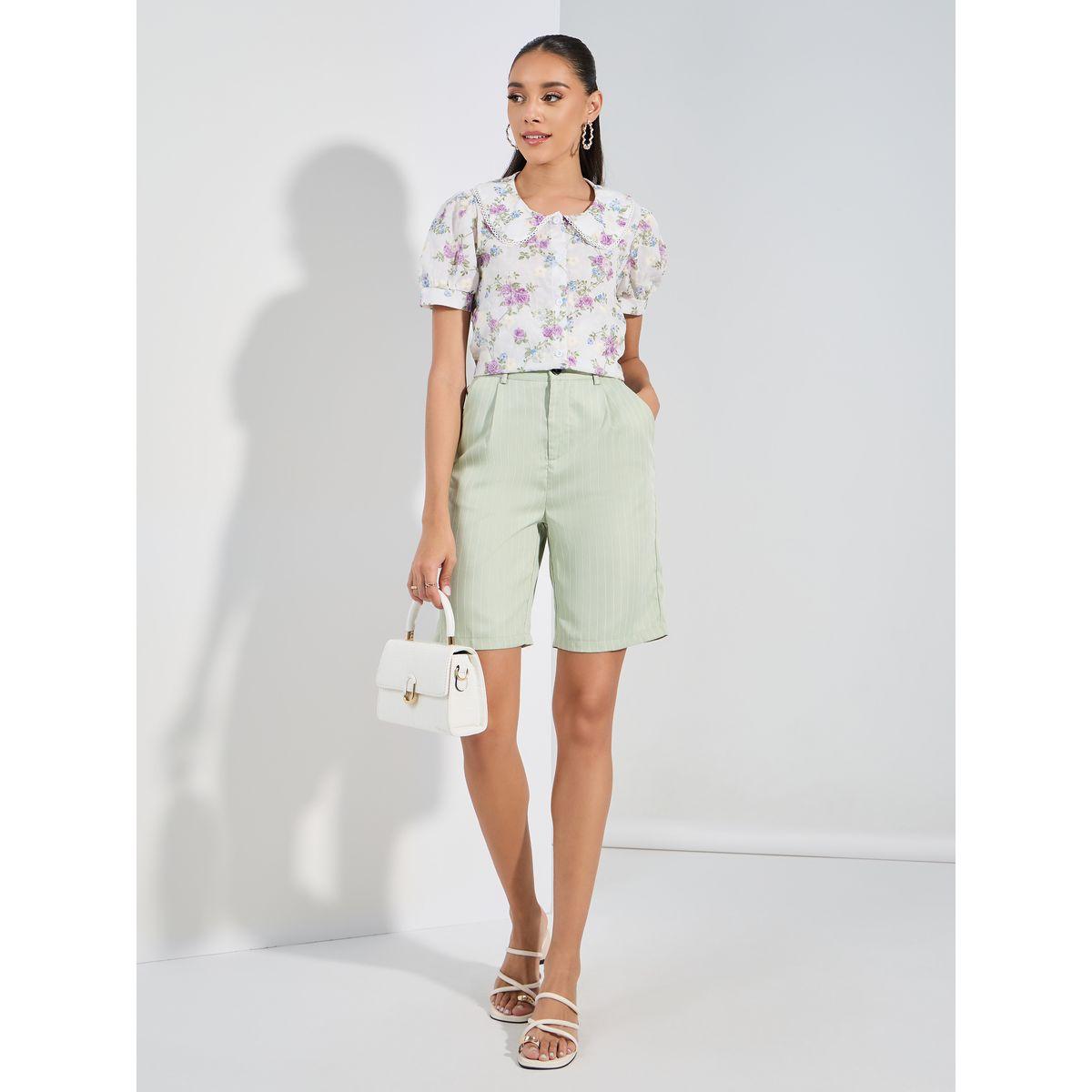 Styli Embroidery Detail Floral Print Blouse with Peter Pan Collar-women-clothing-shirtsandblouses-blouses-image-2