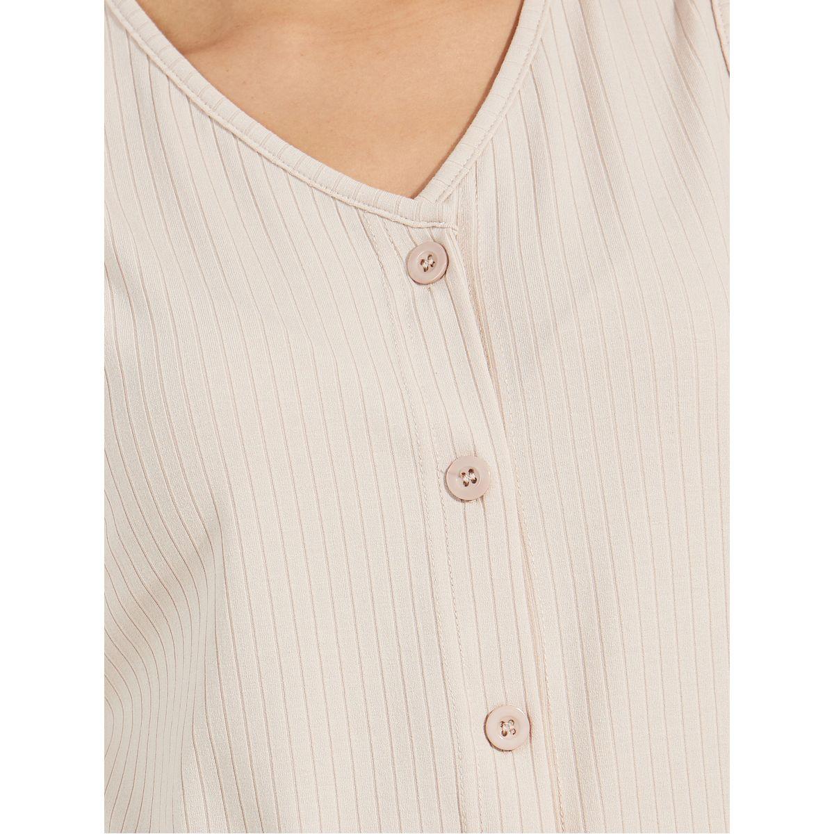 Styli Knitted Rib Waistcoat with Buttons-women-clothing-shirtsandblouses-blouses-image-3